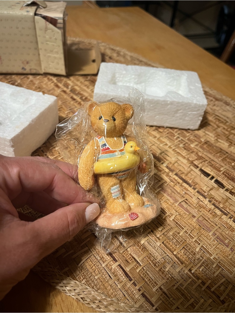 Cherished Teddies Yellow Bear with Duck Float Figurine